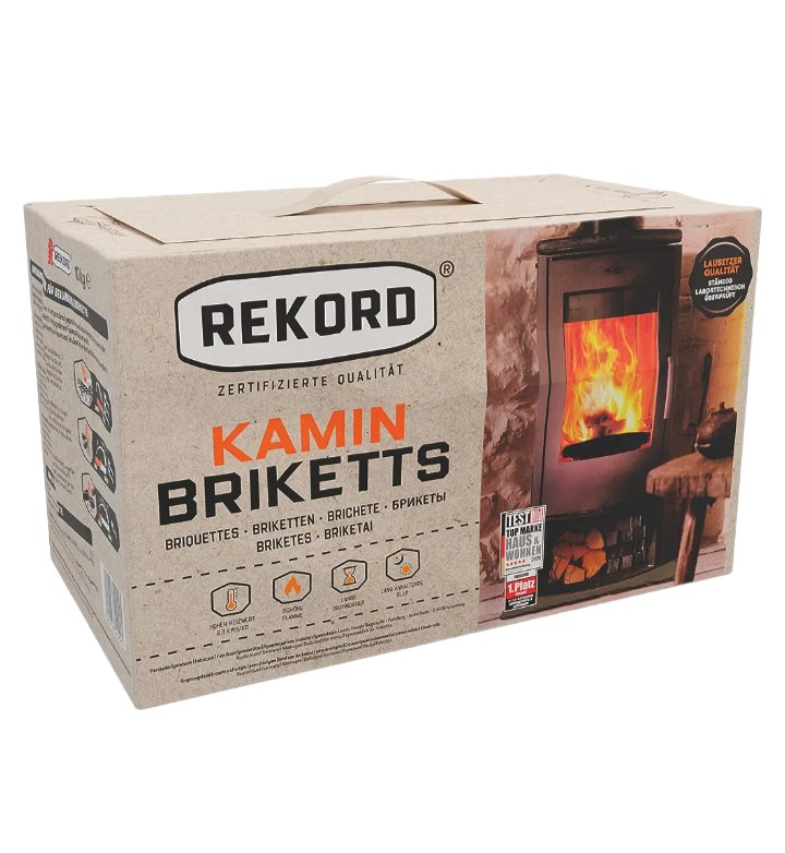 Bruinkoolbriketten Rekord - Pak 10 kg | TOP-PELLETS